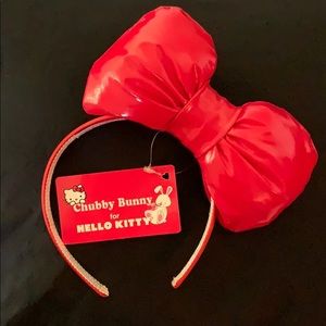 Hello Kitty Red Pleather Bow Headband